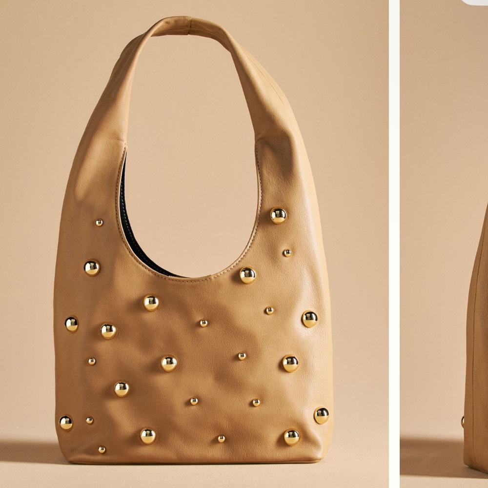 B-Low the Belt Tan Shoulder Bag with Gold Studs (Sold out everywhere)